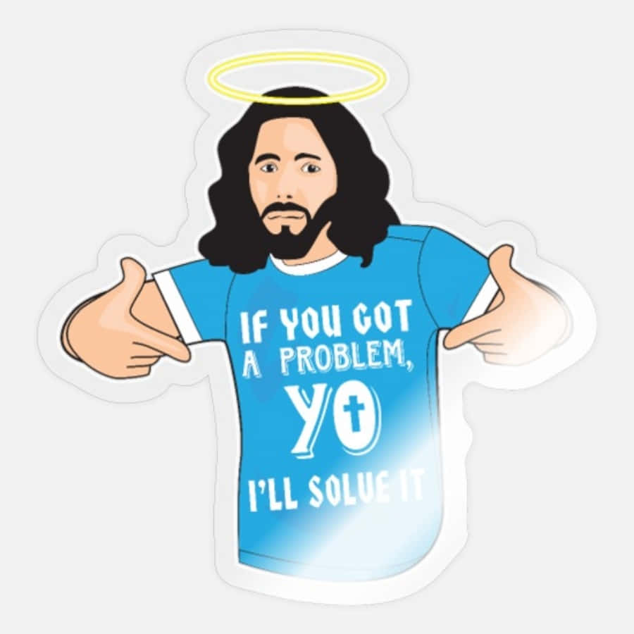 卡通天使指著一件寫著 if you got a problem yo i'll solve it 的T恤。