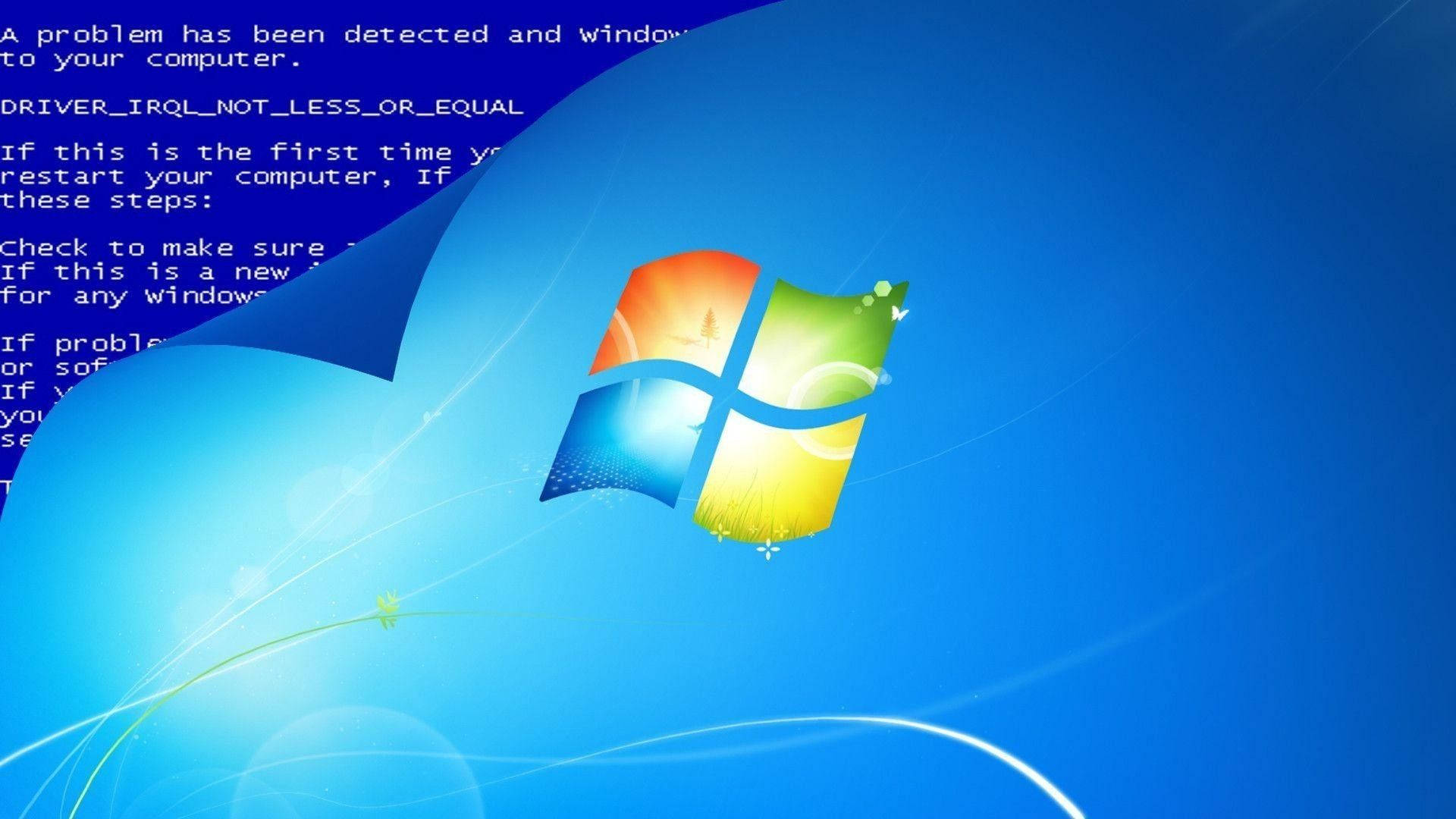 Windows Vista 藍屏錯誤訊息，帶有彩色標誌和光漩渦。