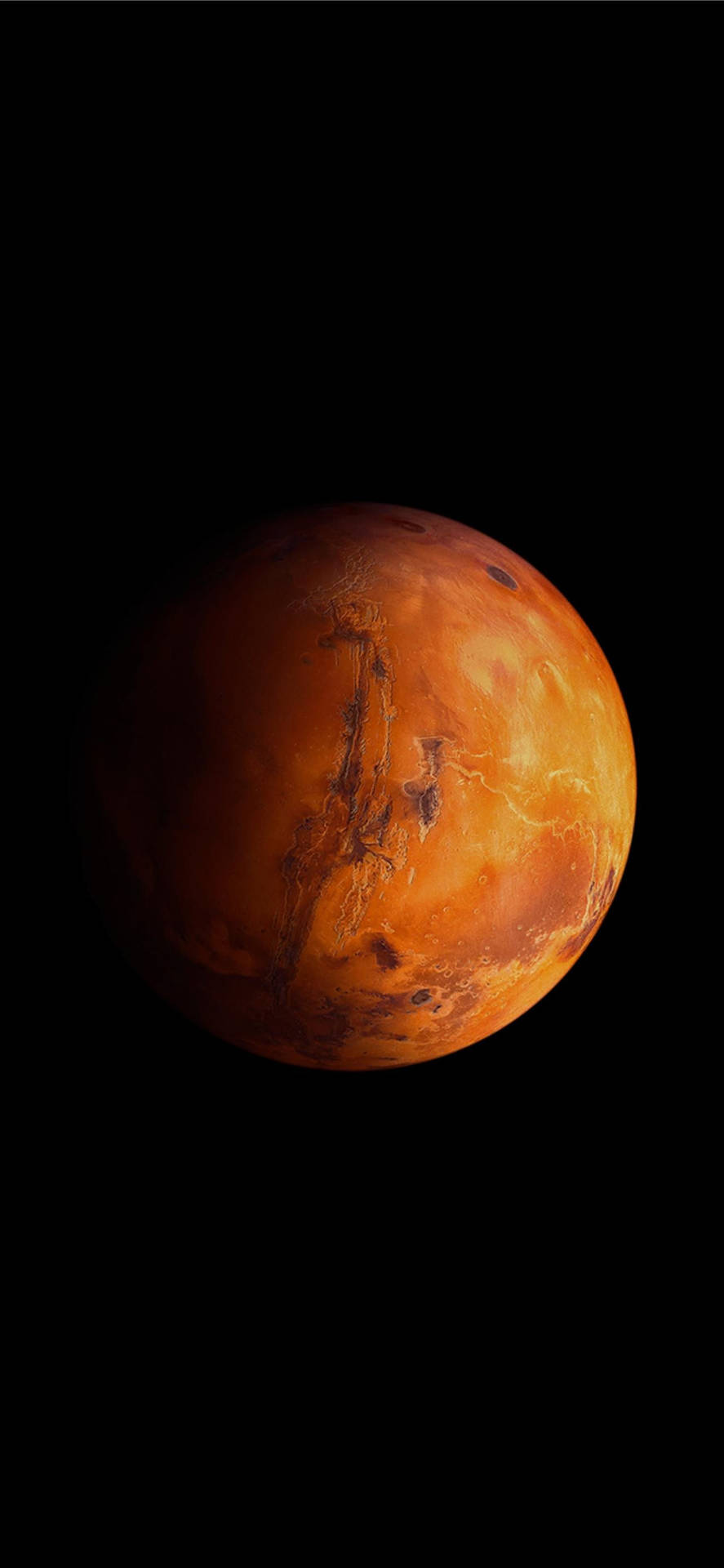 火星在黑色太空背景下呈現鏽紅色表面