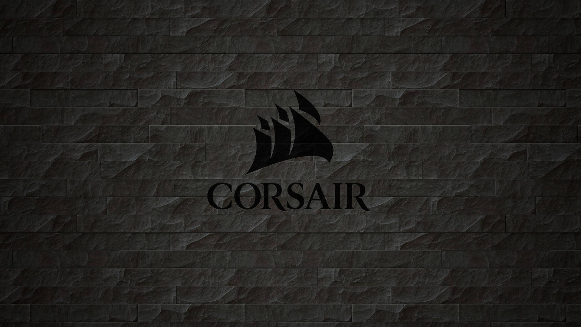 深色石磚牆背景上的 Corsair 標誌