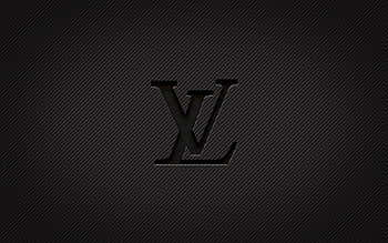 在帶有紋理的碳纖維背景上的黑色 Louis Vuitton 標誌。