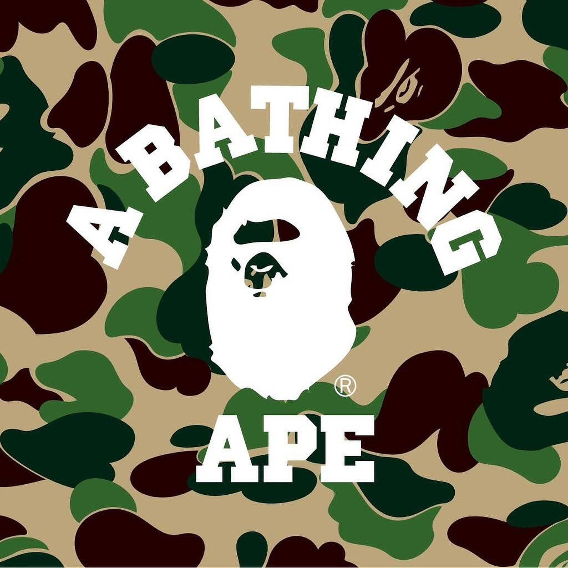 迷彩背景上的A BATHING APE標誌