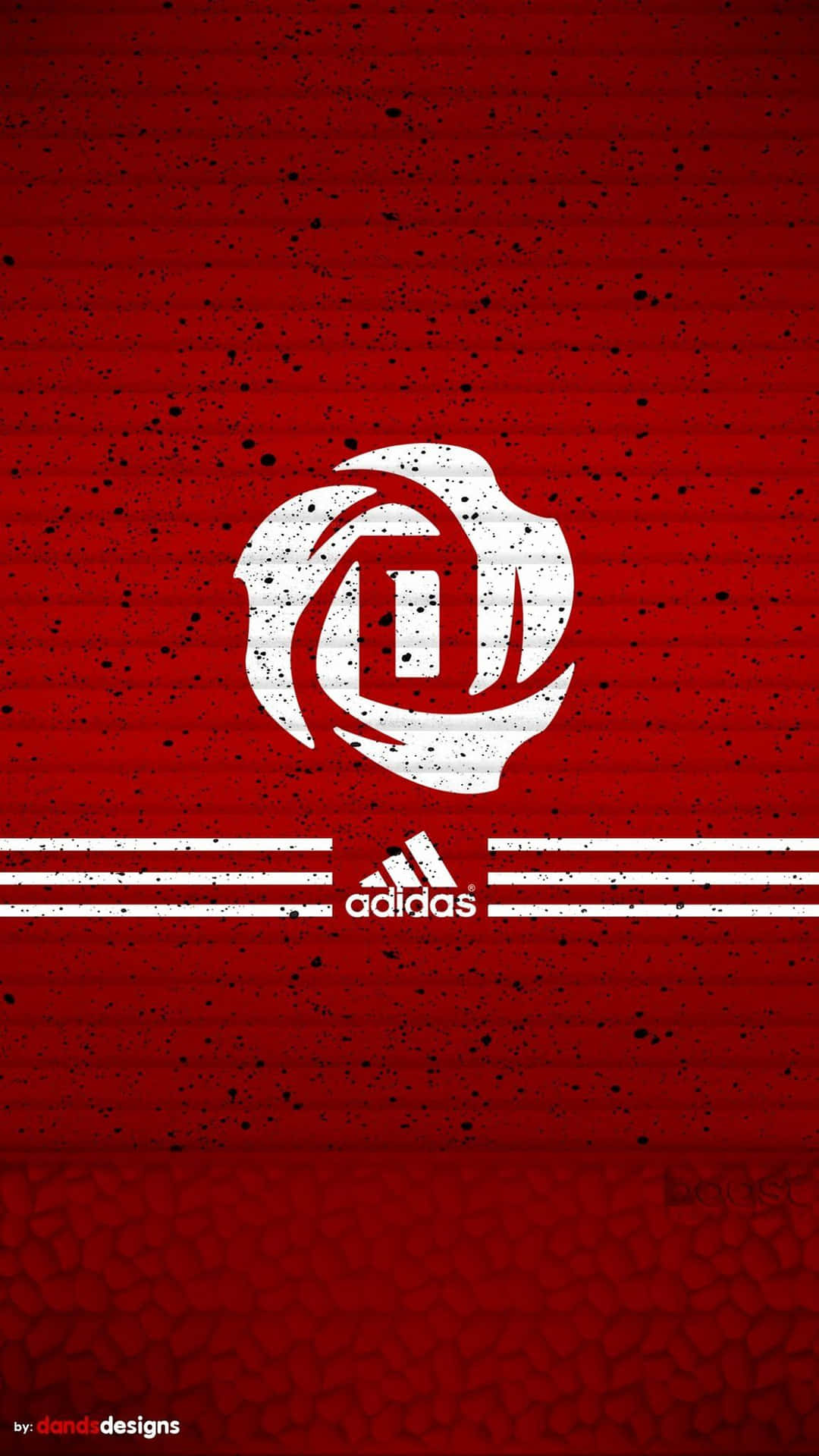 白色玫瑰和adidas標誌在紋理紅色背景上