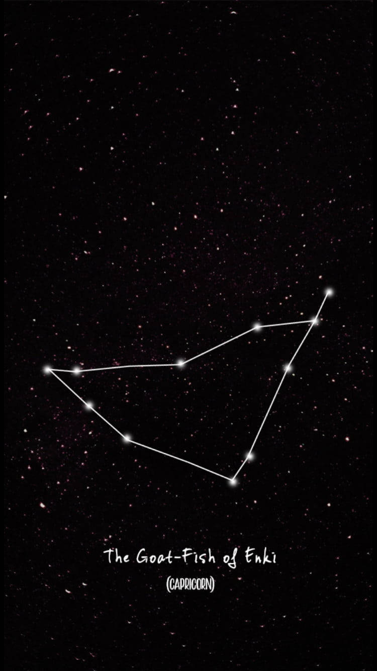 在星空夜空中標示的恩基摩羯魚座