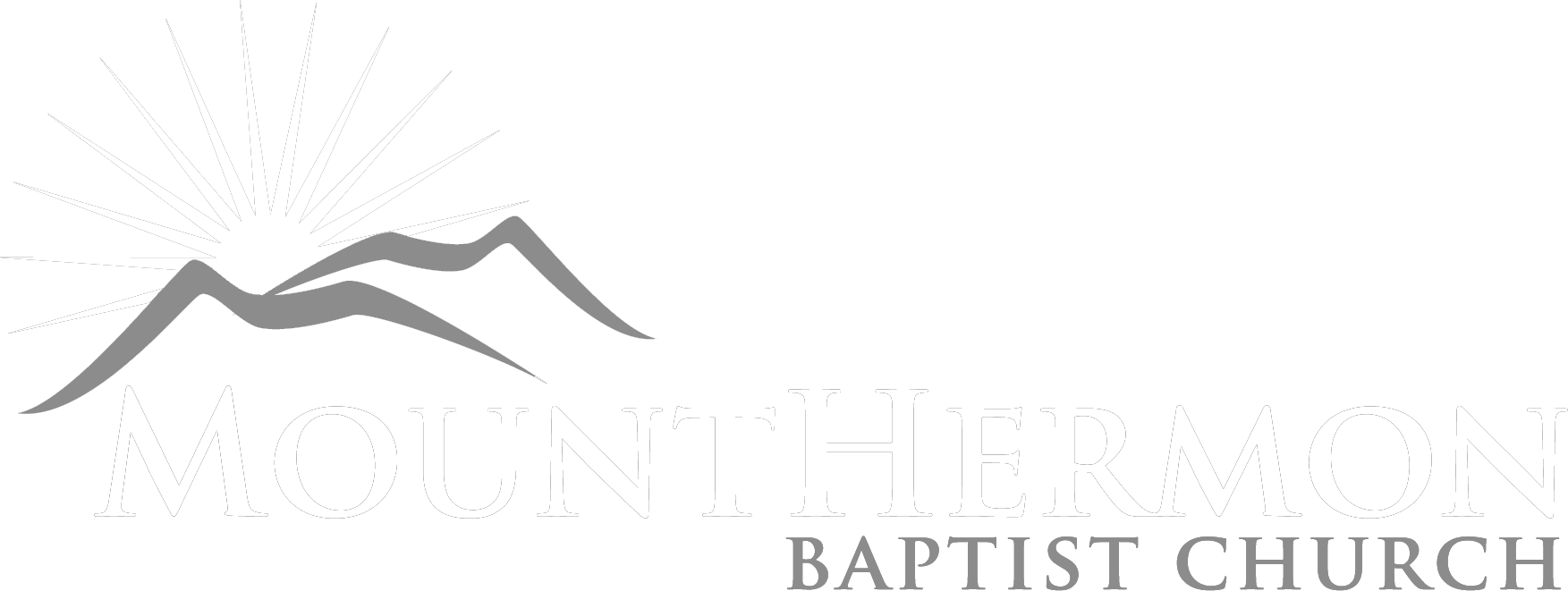 摩頓山浸信會教堂標誌 壁紙 — Mount Hermon Baptist Church 的極簡標誌，以灰階呈現風格化的山脈和陽光四射。