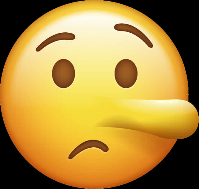 撒謊表情符號 壁紙 — 一個黃色表情符號臉，長鼻子和向下彎的嘴巴，傳達嘲諷或輕蔑的表情。