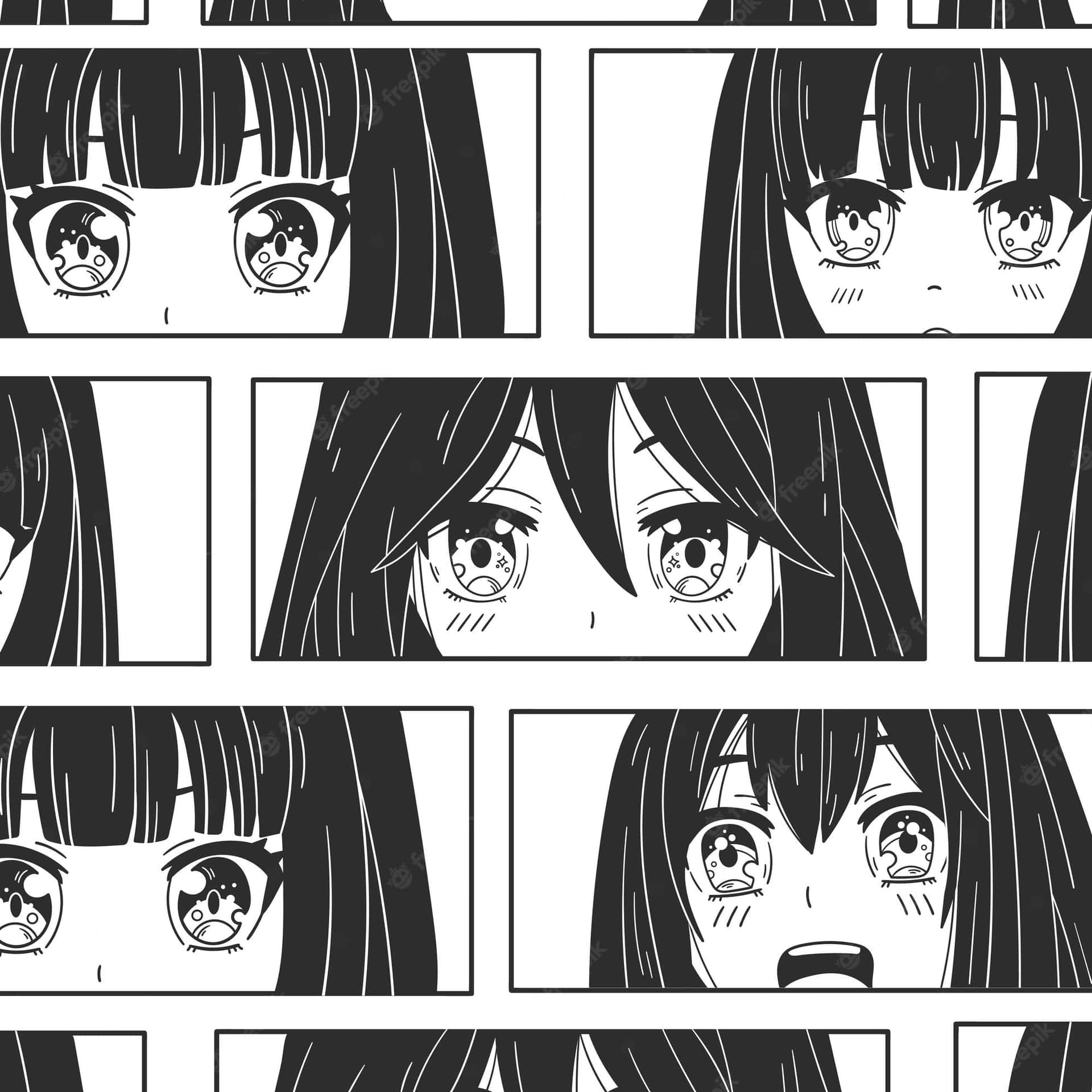 漫畫面板展示女孩帶有淚水和驚訝的情感眼睛。