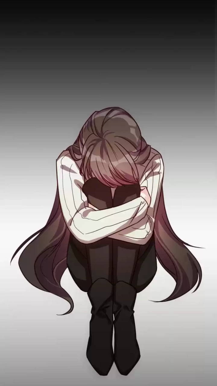 長棕髮動漫女孩彎腰雙手遮臉