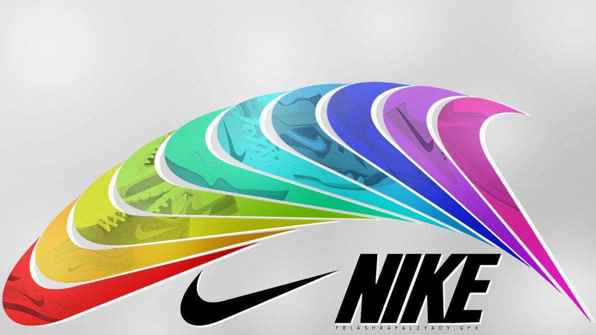 由鞋形和品牌標誌組成的彩色Nike swoosh
