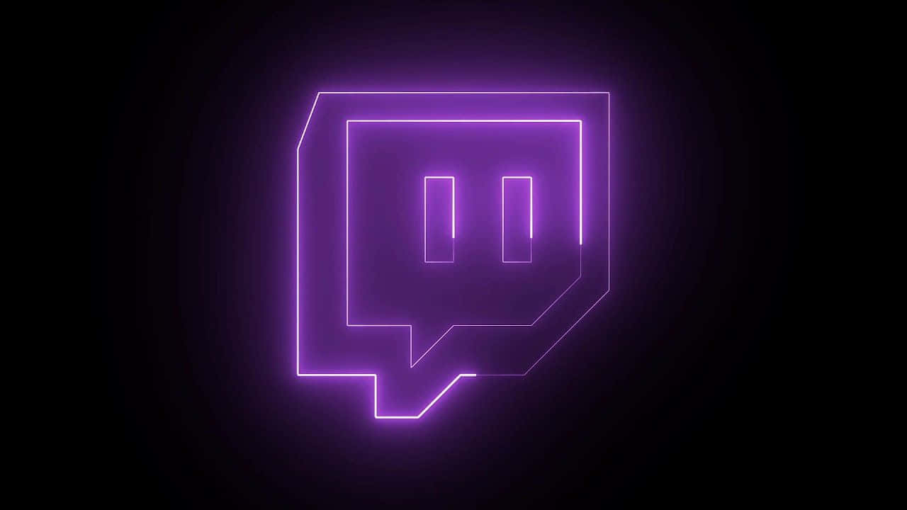 在深色背景上發光的紫色霓虹燈 Twitch 標誌。