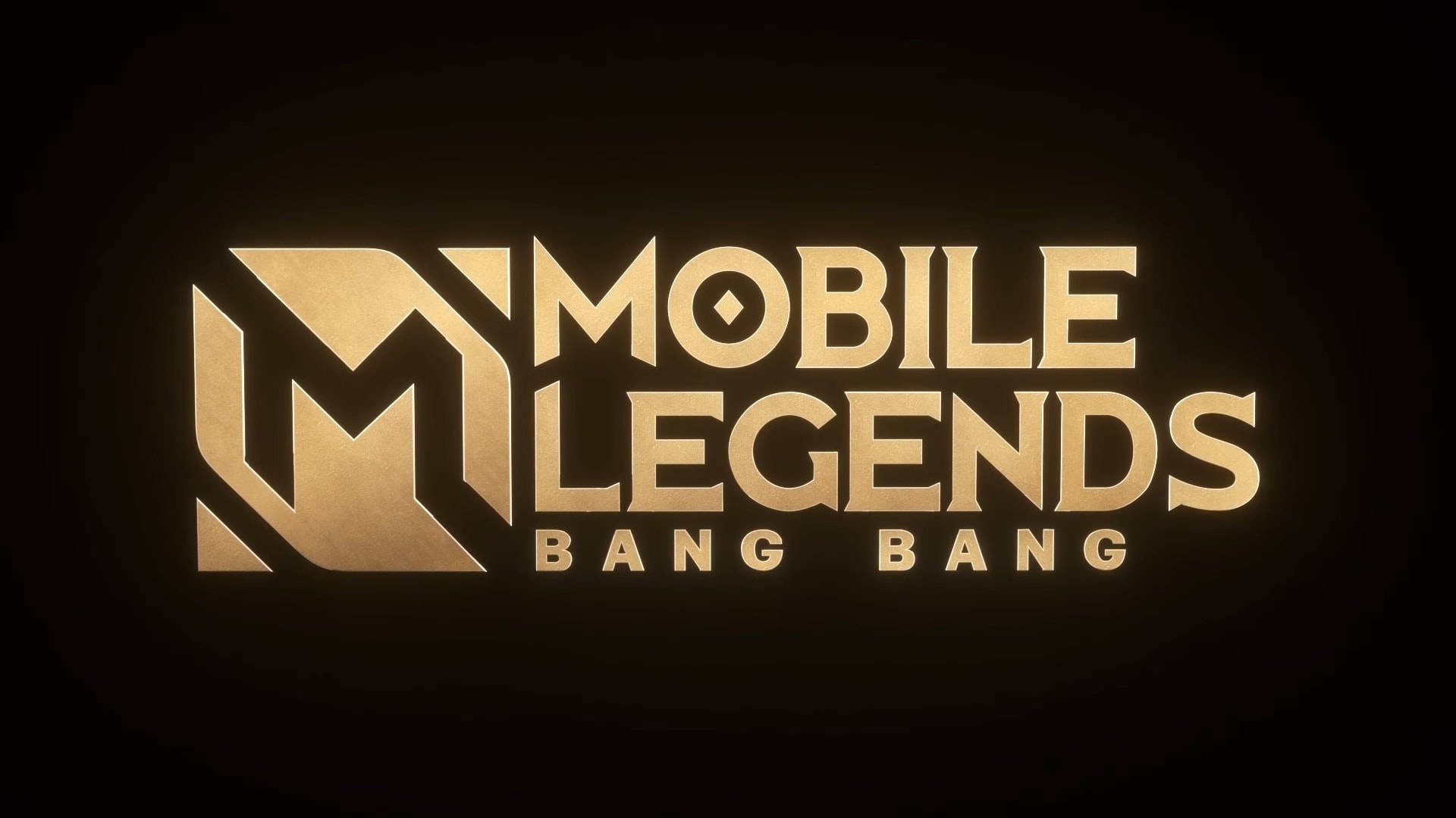 深色背景上發光的金色 Mobile Legends Bang Bang 標誌