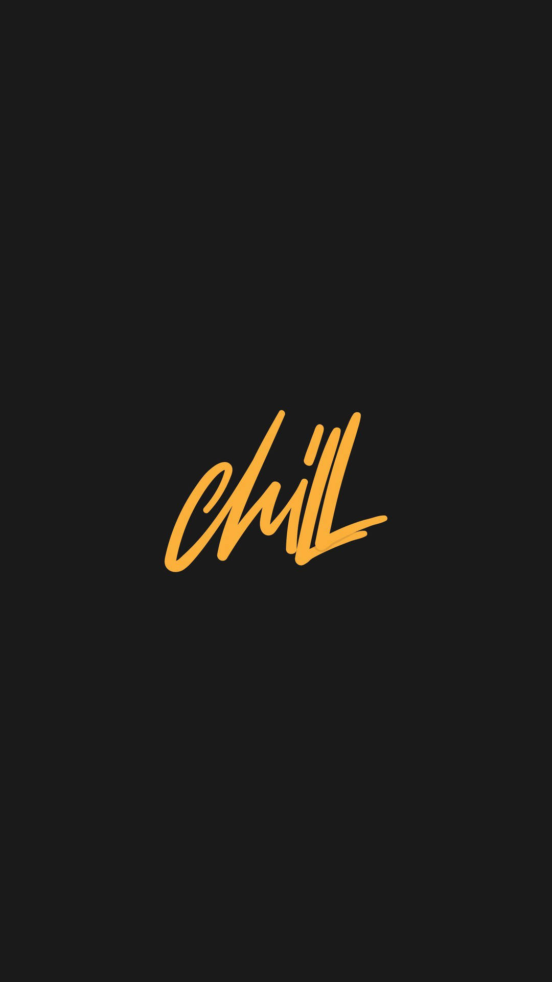 金色草書文字 chill 在黑色背景上