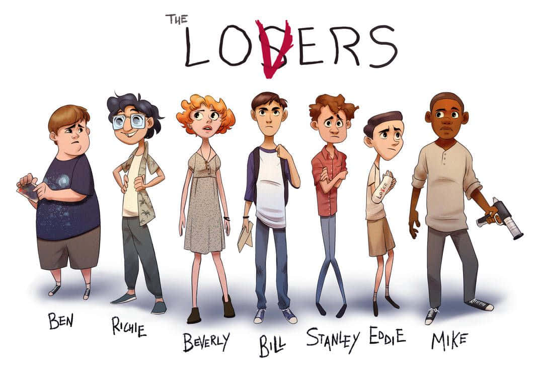 七個插圖青少年表情嚴肅，一個手持槍支，標題為 The Lovers。