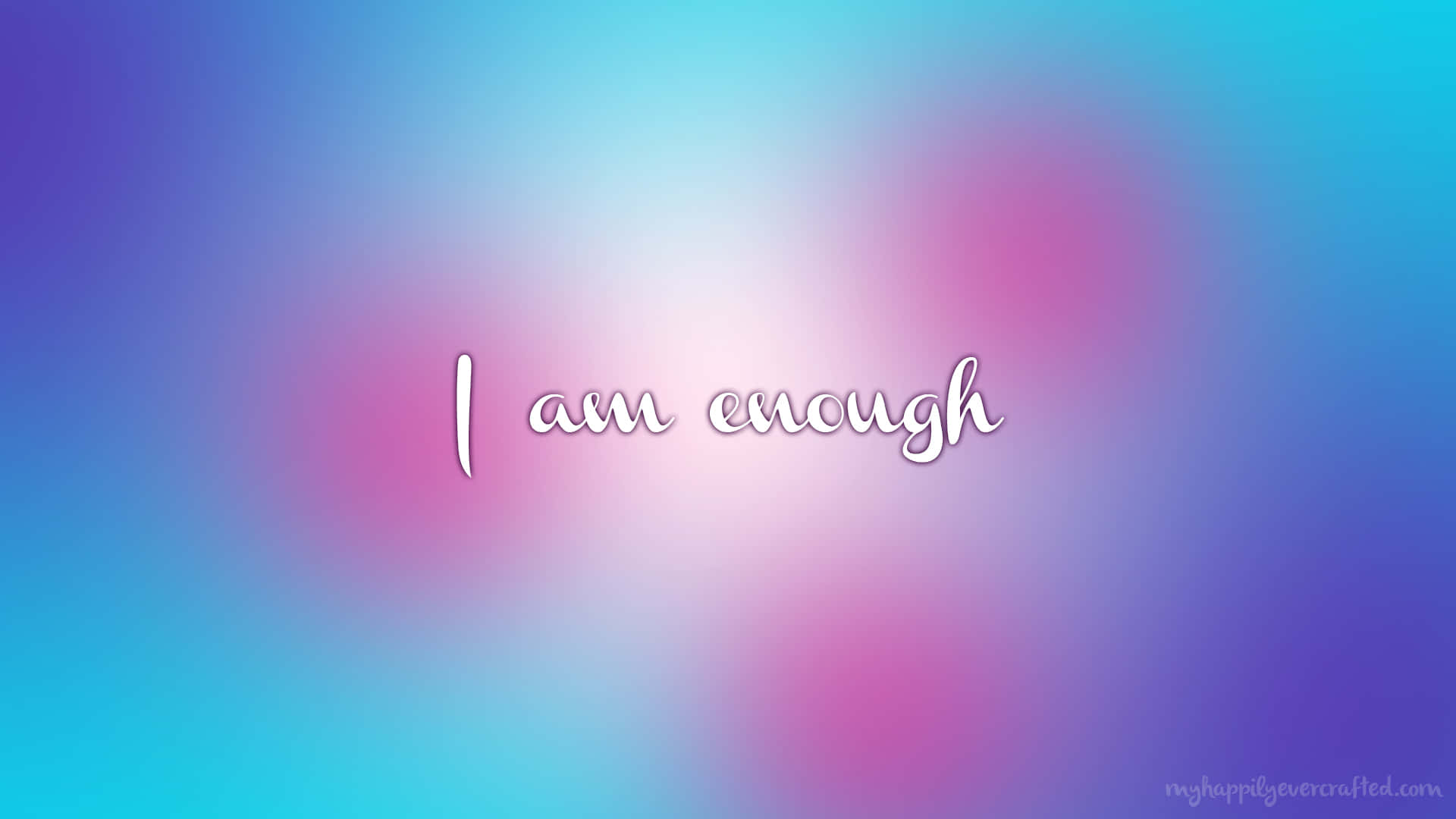 在柔和粉彩漸變背景上的勵志文字「I am enough」。