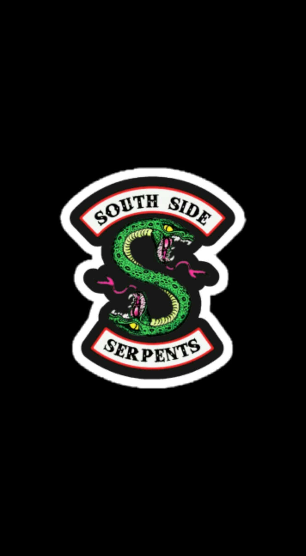South Side Serpents 電單車補丁，上面有一條綠色蛇形成 S 形。