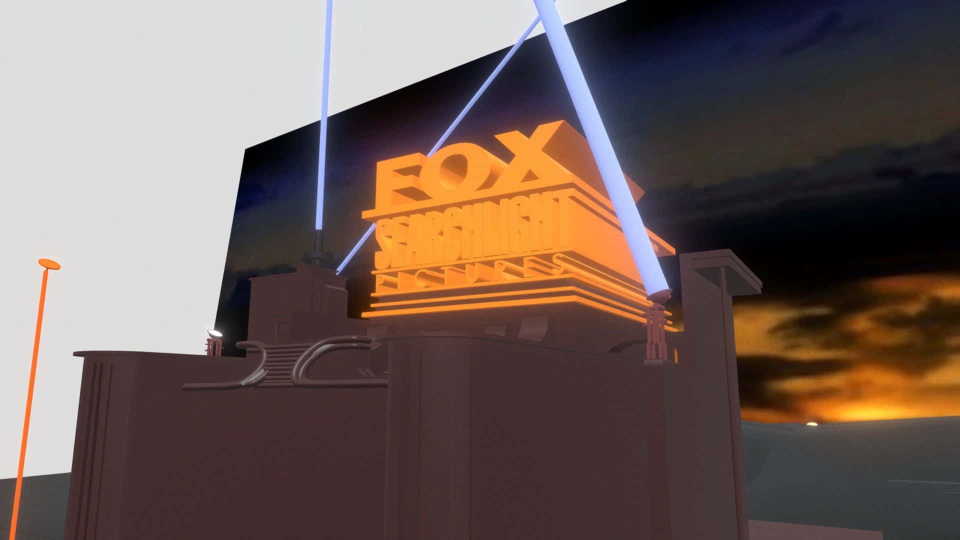 日落時分Fox News標誌被藍色光束照亮