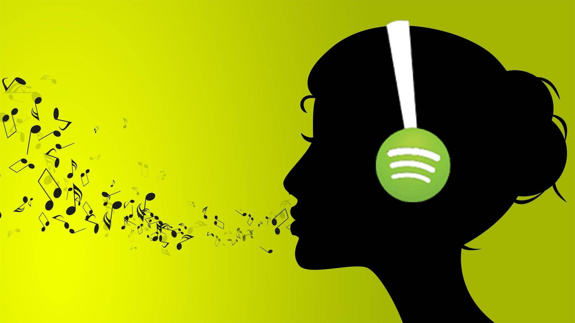 戴著Spotify耳機，音樂符號從口中流出的人。