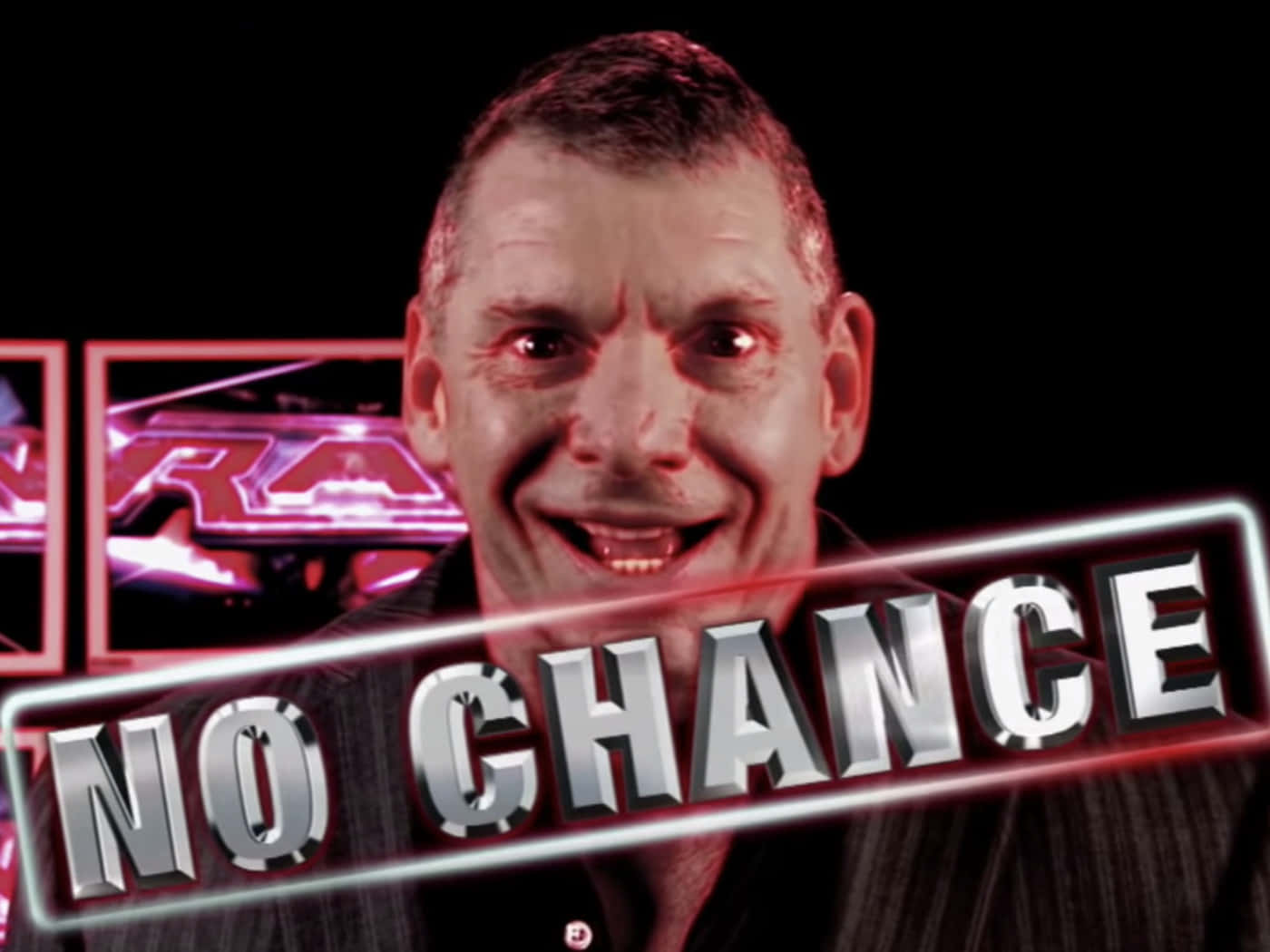 男人帶著強烈的笑容和「NO CHANCE」文字覆蓋