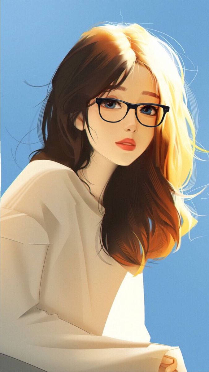 柔和陽光下，戴眼鏡的金髮年輕女性。