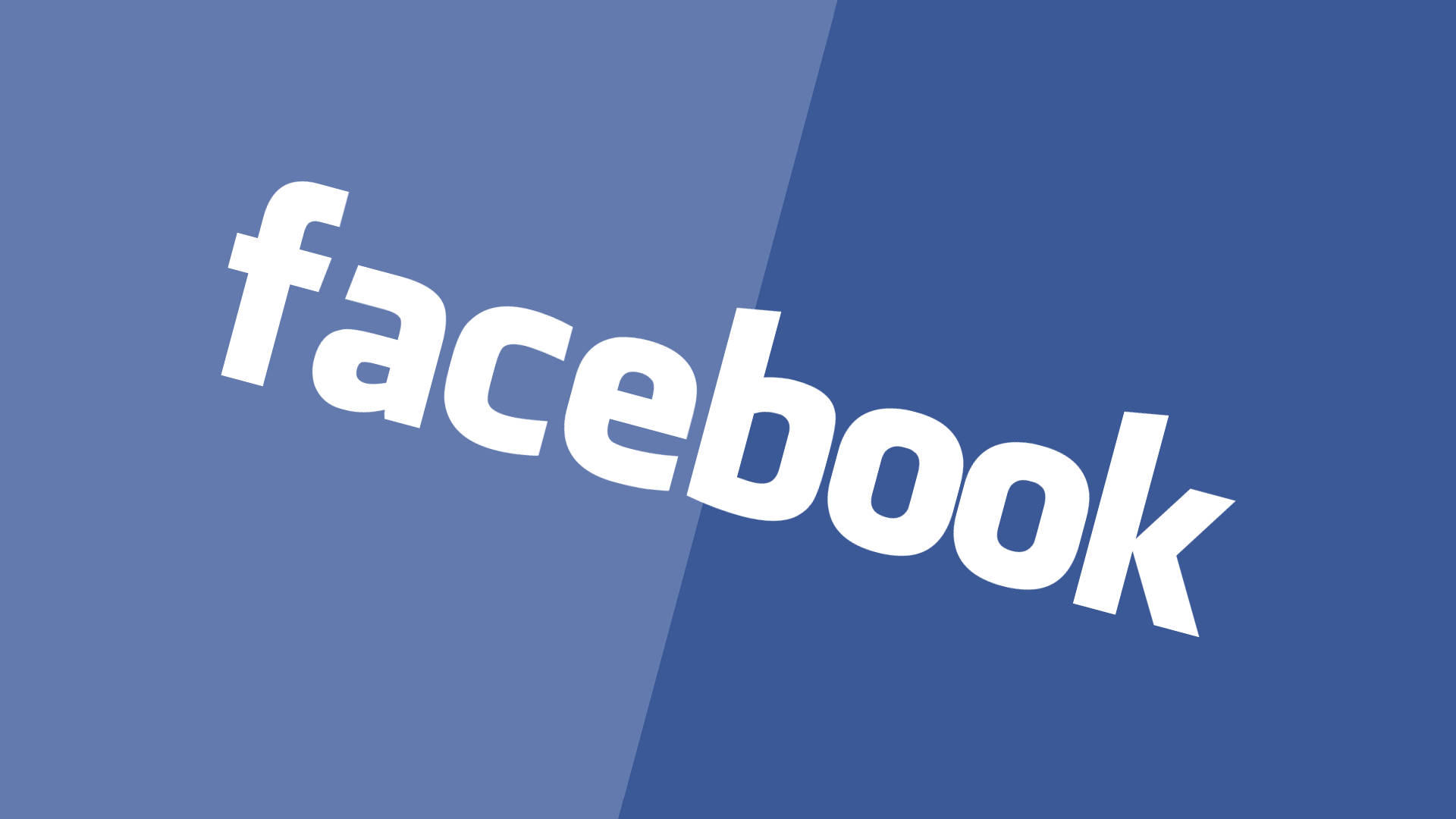 白色Facebook標誌在分割的藍色背景上