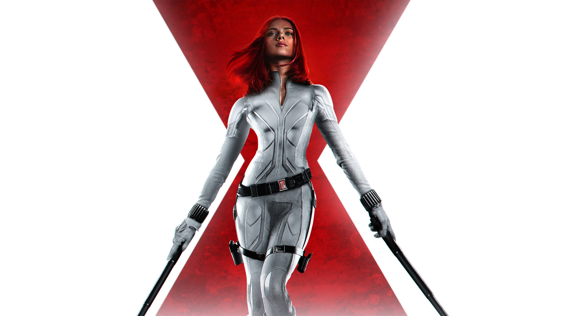 一名身穿銀色戰術服的女性手持警棍，背景是紅色X。