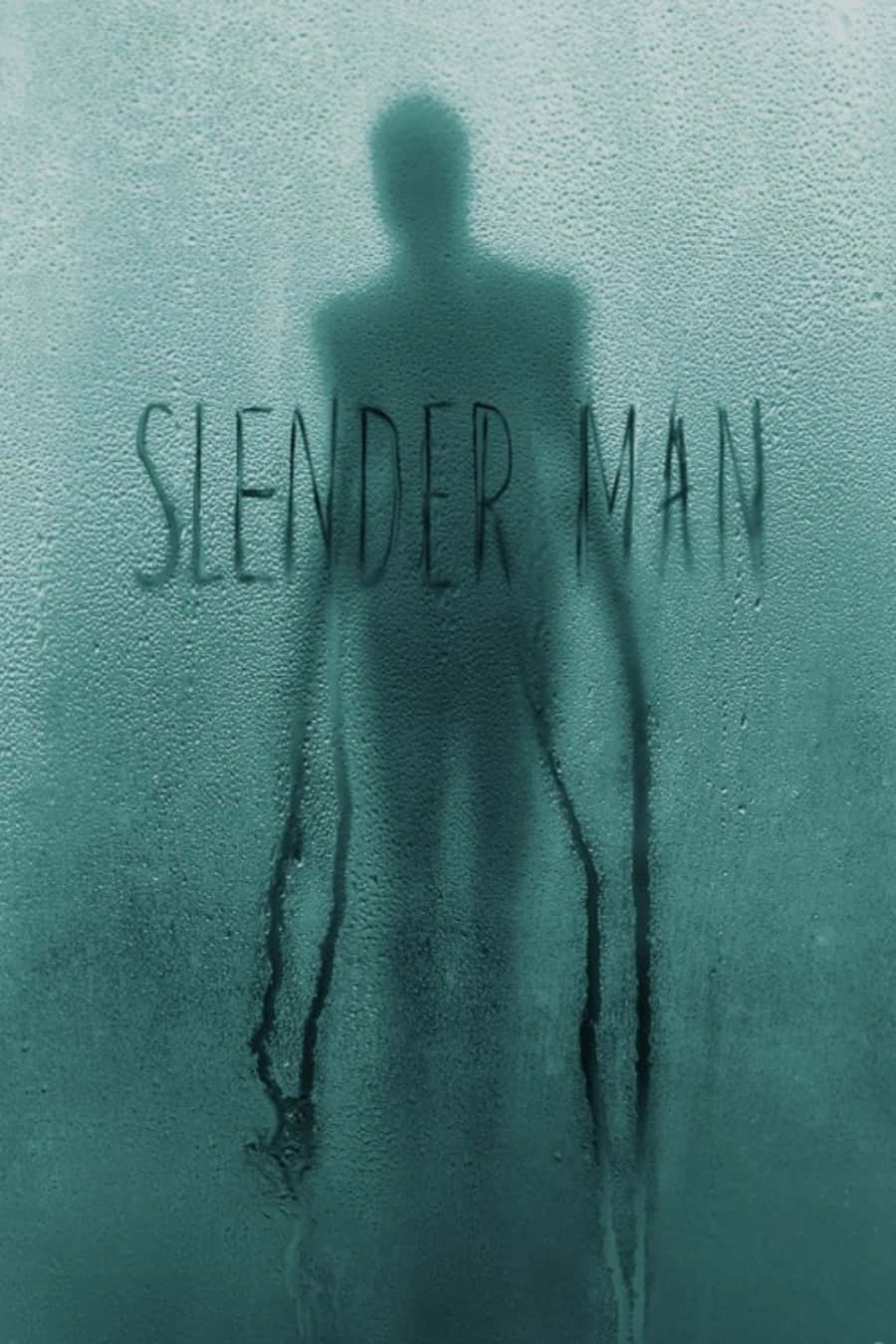 霧氣玻璃後一個纖細的陰影人物，上面寫著「SLENDER MAN」。
