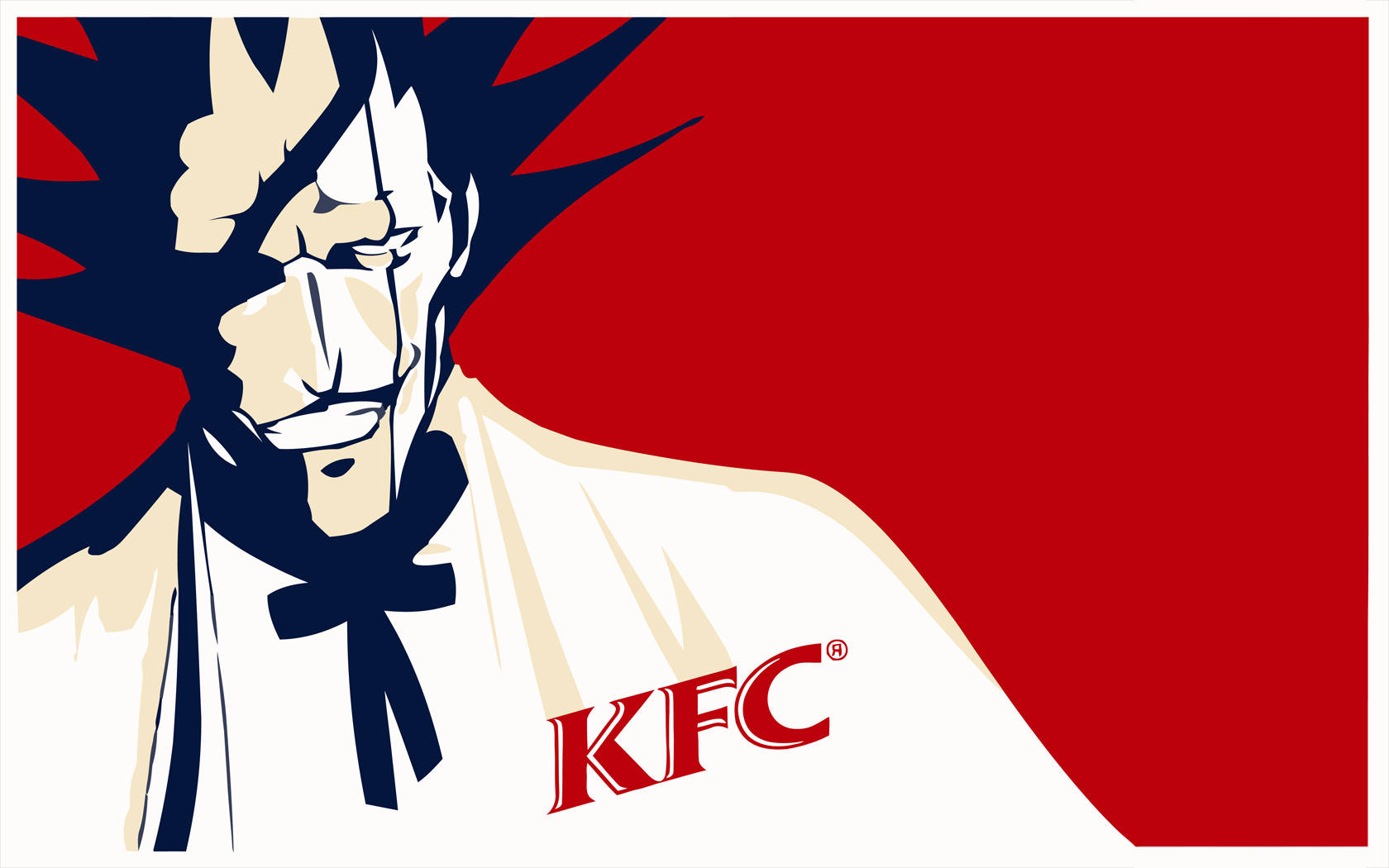 山德士上校以大膽的紅、白、藍色繪製，帶有KFC標誌。
