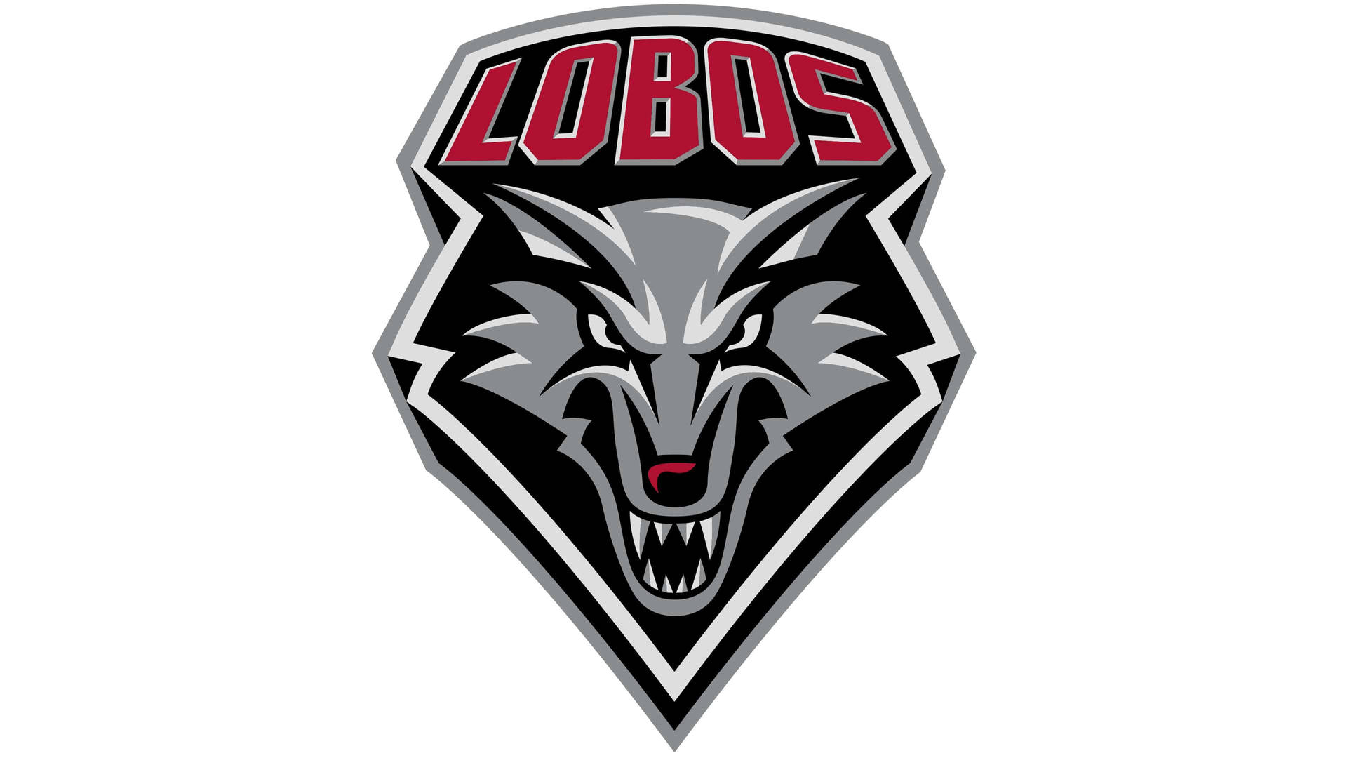 Lobos 運動隊標誌，盾牌內有一隻咆哮的狼頭。