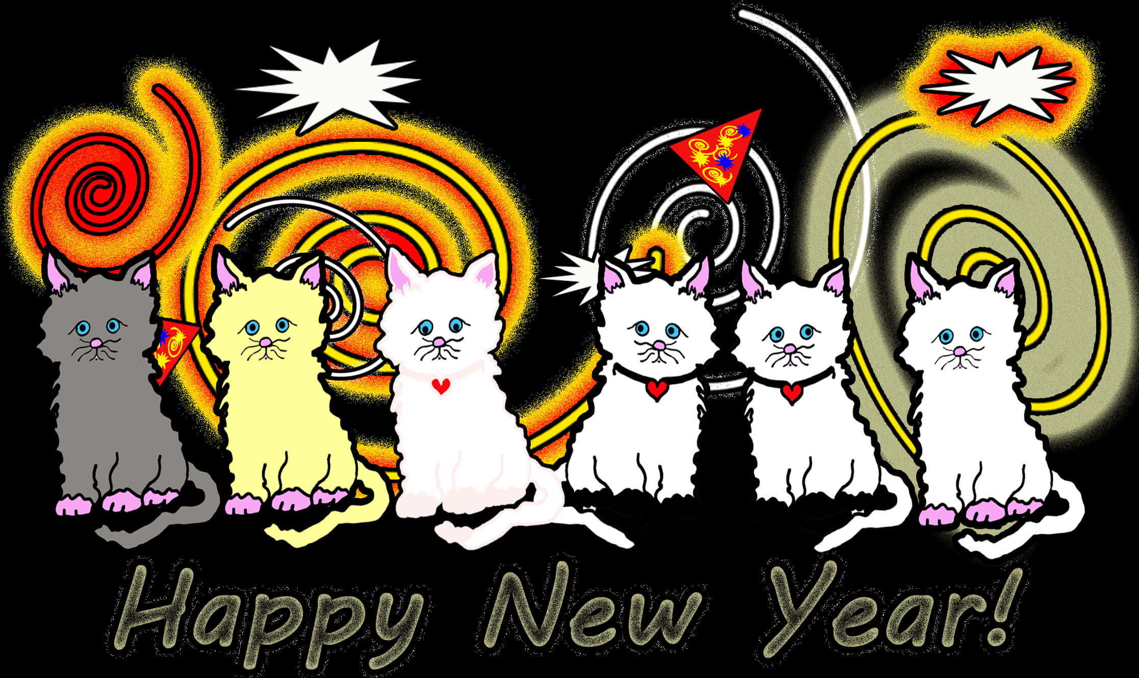 新年慶祝貓咪 壁紙