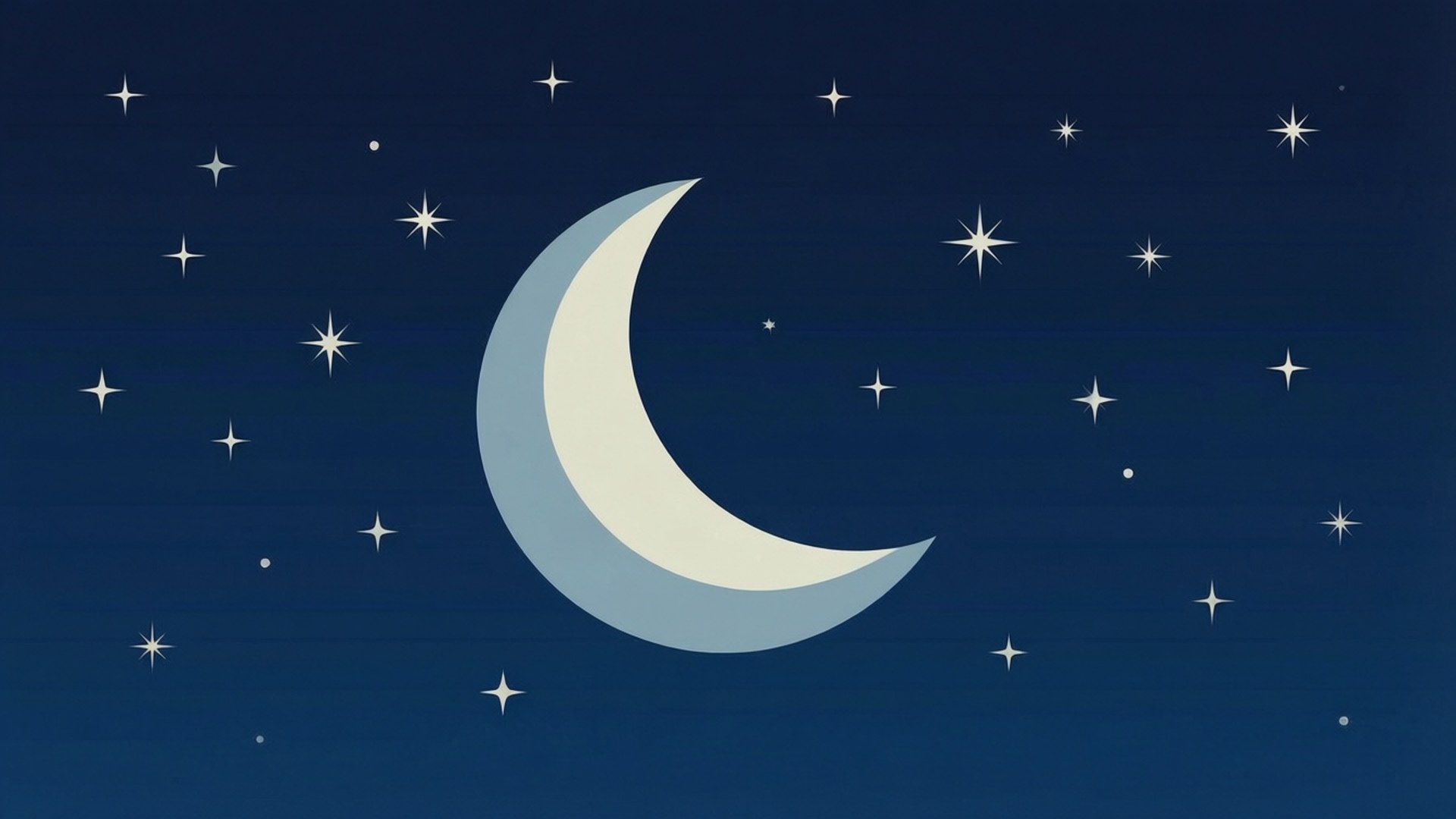 寧靜夜空中的新月和星星