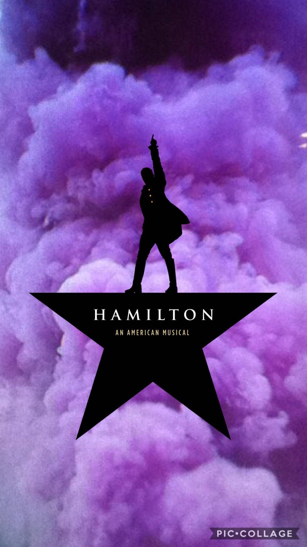 人物剪影站在星星上，背景為紫色雲層，帶有Hamilton文字。
