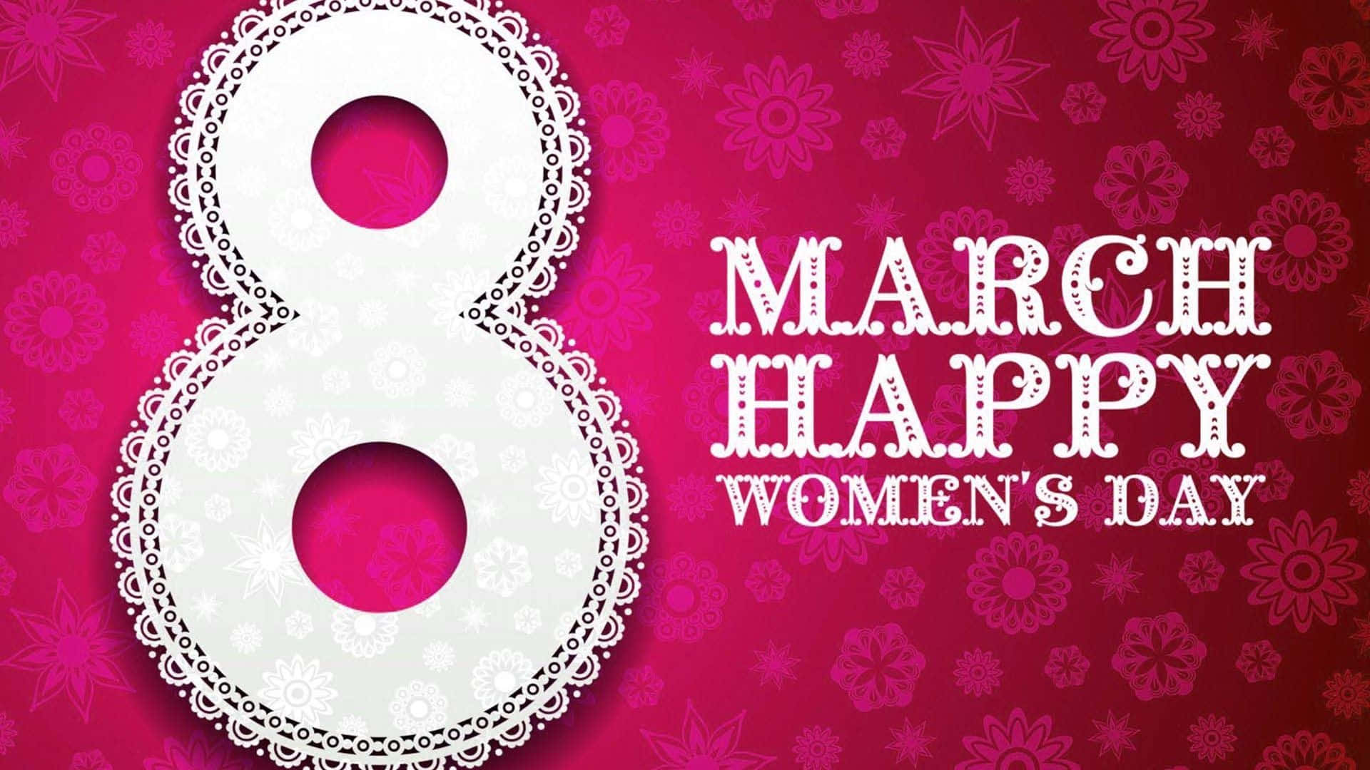 婦女節3月8日設計，採用粉紅色花卉圖案和白色蕾絲數字。