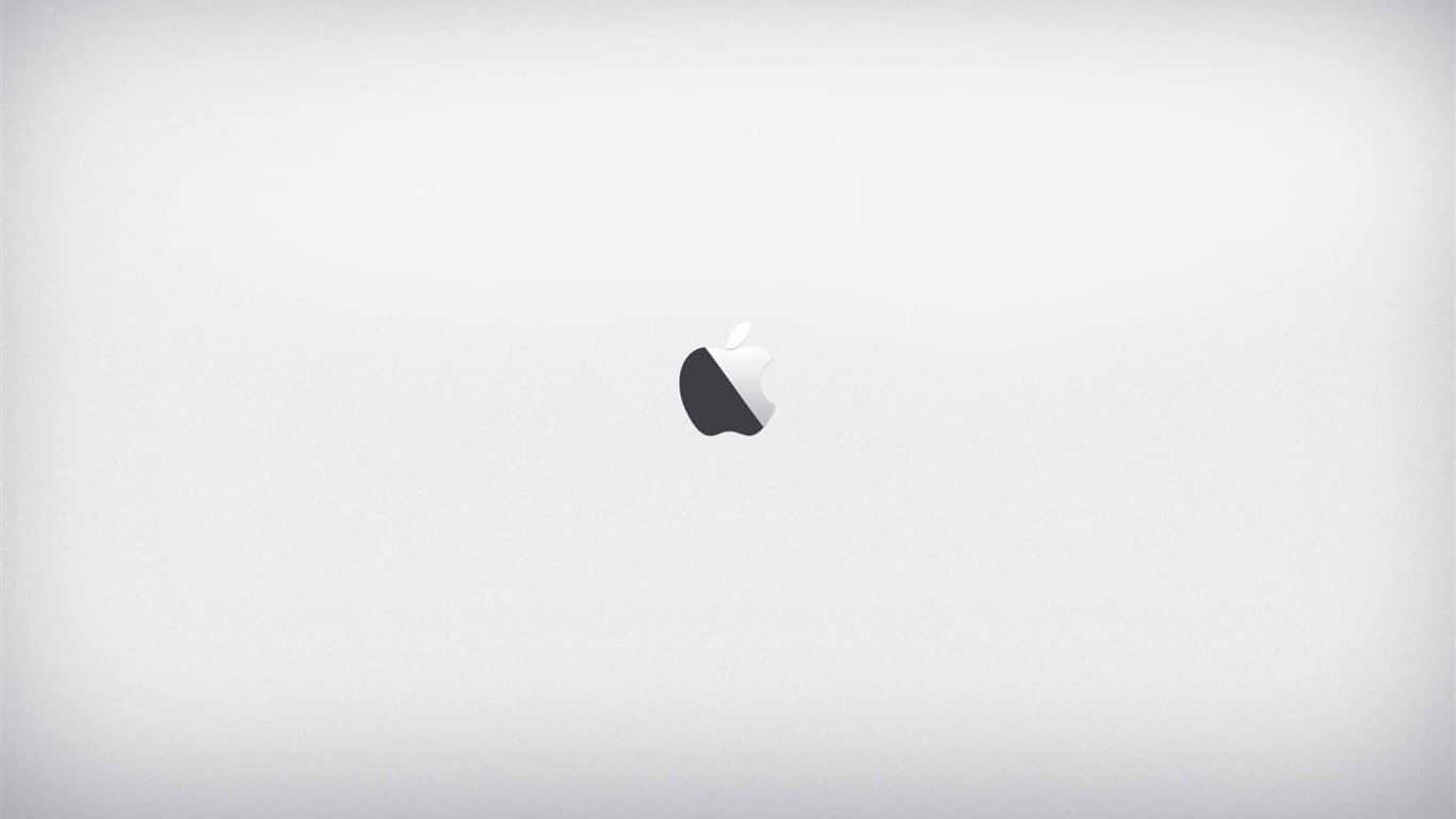 新鮮吸引人的蘋果壁紙 壁紙 — 極簡白色背景，中央放置灰階Apple標誌。