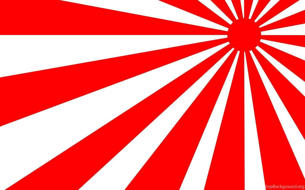 日本國旗紅色太陽爆裂圖 壁紙 — 大膽的紅色和白色太陽光線從中心放射，尖銳的幾何光線橫跨整個畫面。