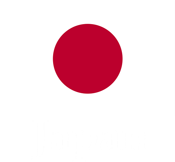 日本國旗與國家名稱 壁紙 — 一個極簡風格的日本國旗，白色背景上有一個紅色圓圈，下方有文字「日本」。