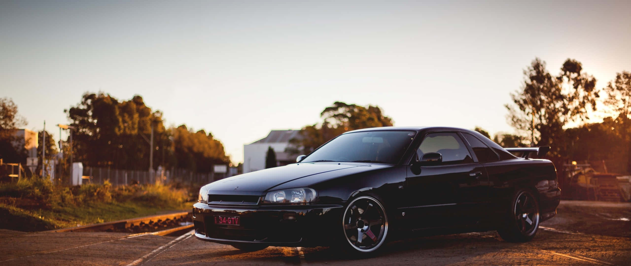 日產R33 GTR與日落 壁紙