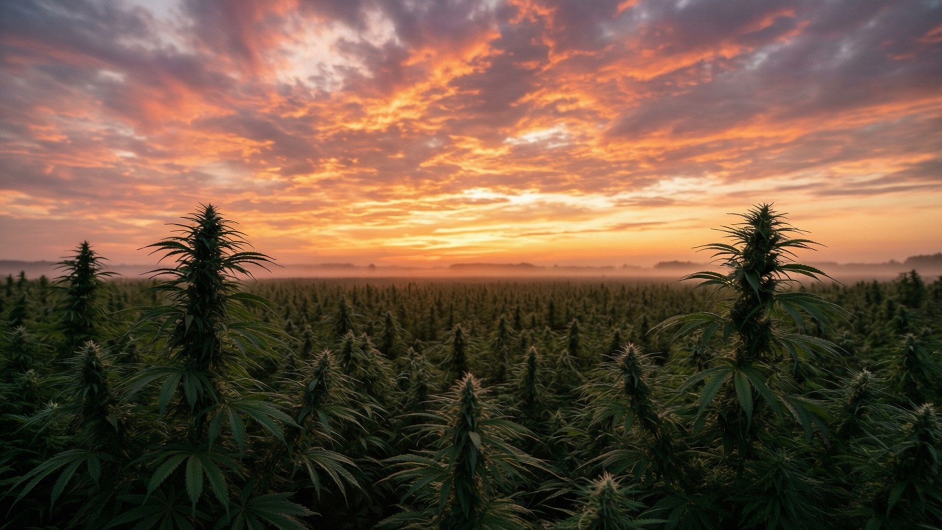日落大麻田 壁紙