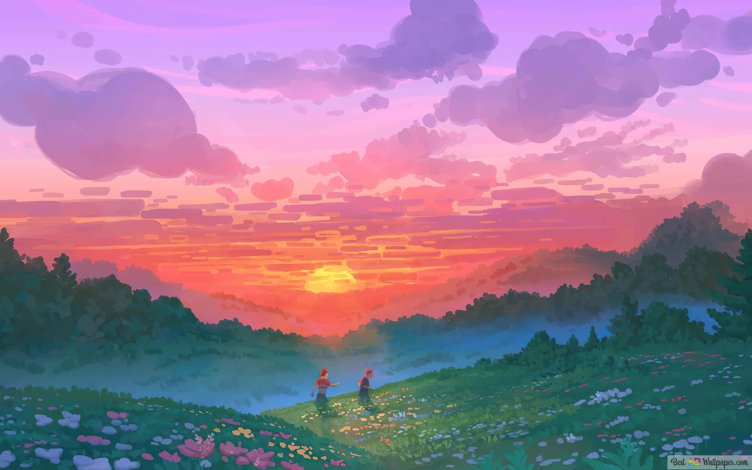 日落天空背景 壁紙