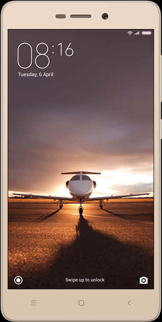 日落飛機安卓手機壁紙 壁紙 — 一架小型飛機停在跑道上，夕陽溫暖的金色光線在停機坪上投下長長的影子。