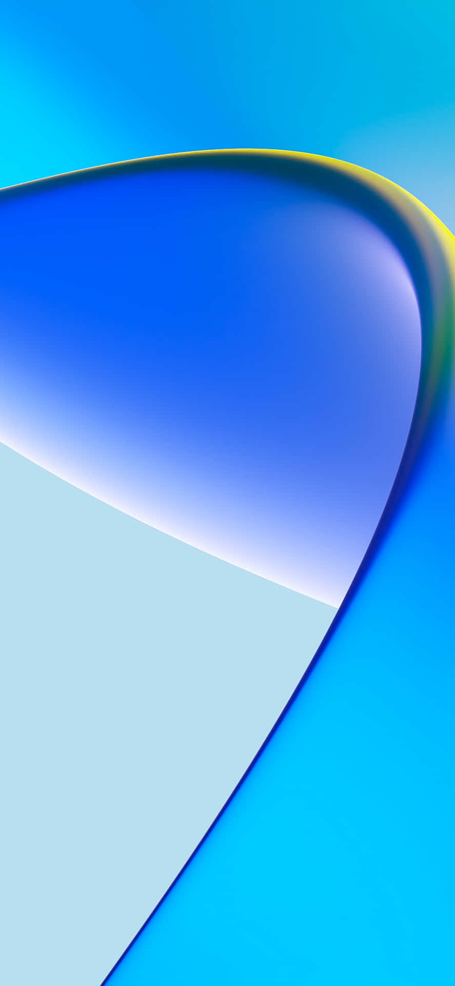 抽象數位藝術作品，具有流動的藍色漸變和一條發光的黃色曲線。