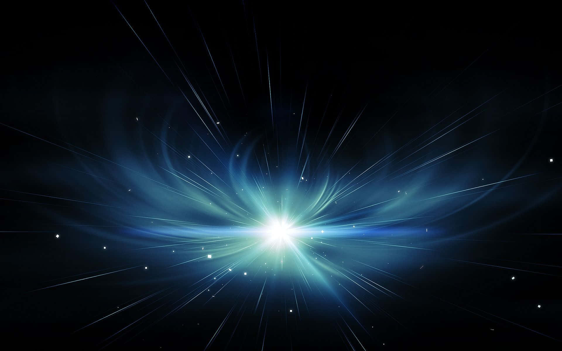 明亮星芒氛圍圖 壁紙 — 一場燦爛的藍色宇宙爆炸，在黑暗的星空虛空中散發出光和能量。
