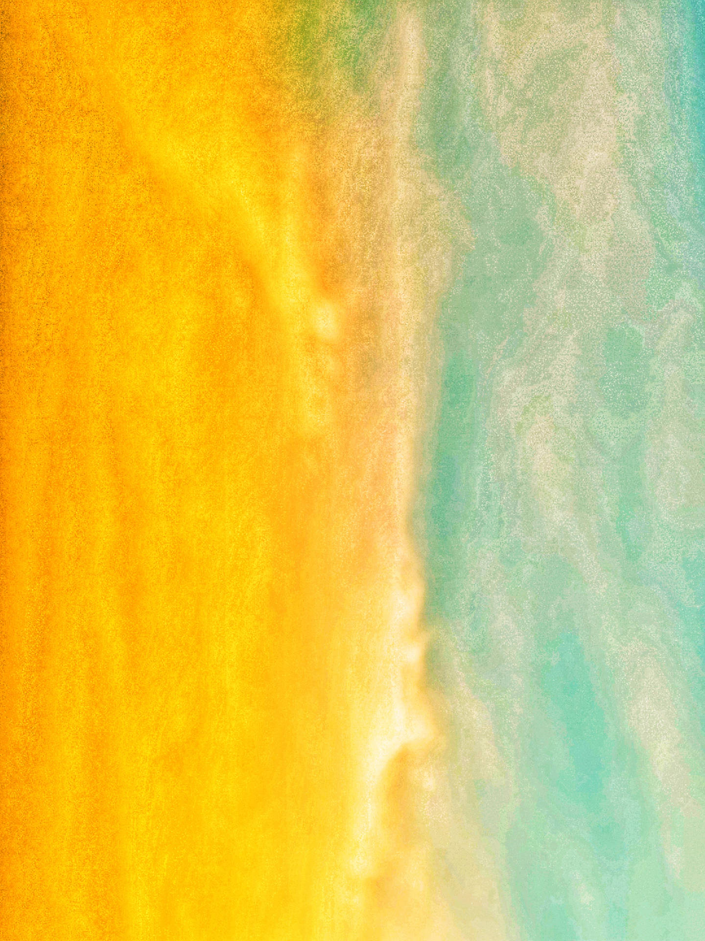 抽象藝術作品，帶有流動的黃色和藍綠色漸變。