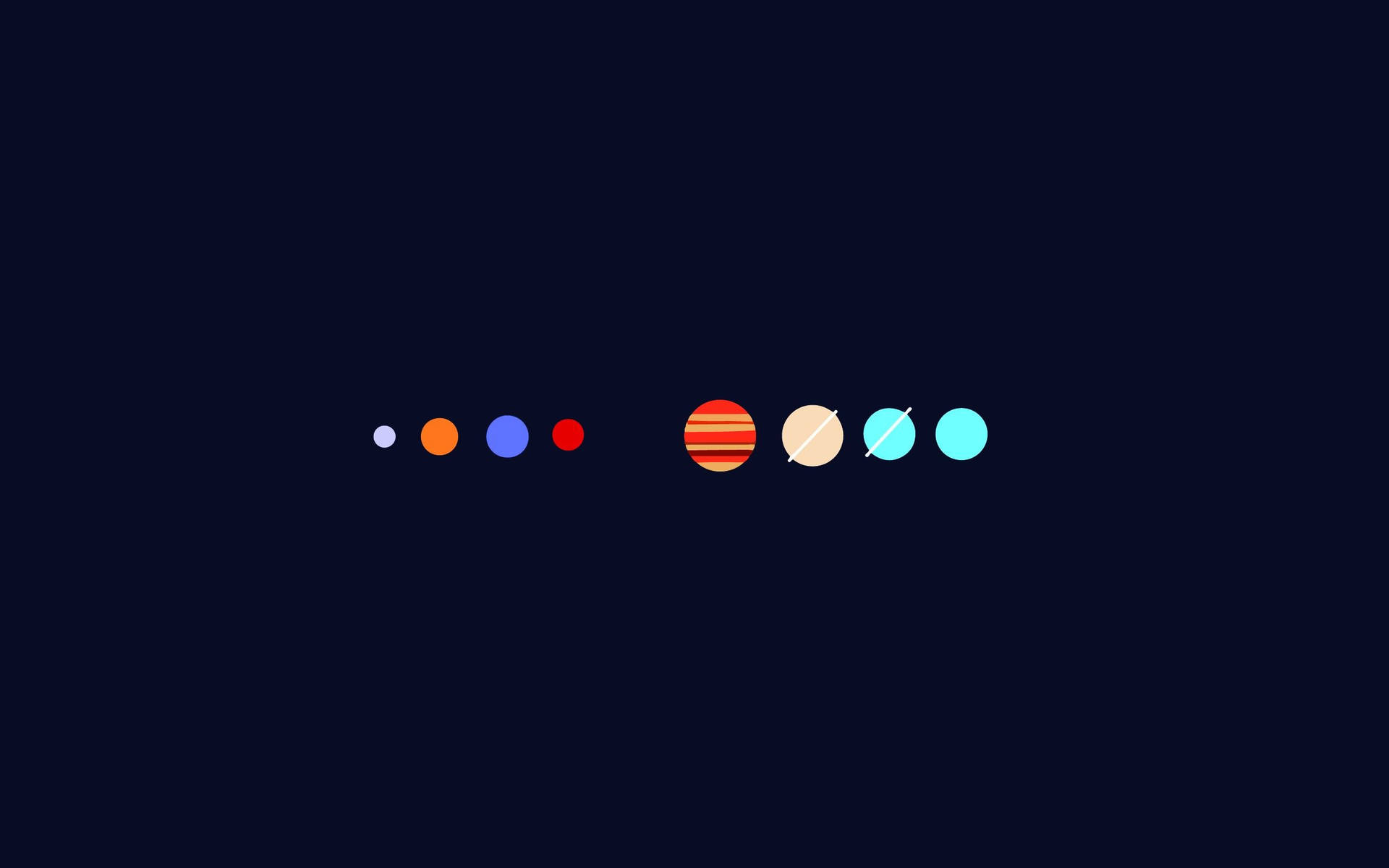 在黑暗太空場景中的一排彩色行星。