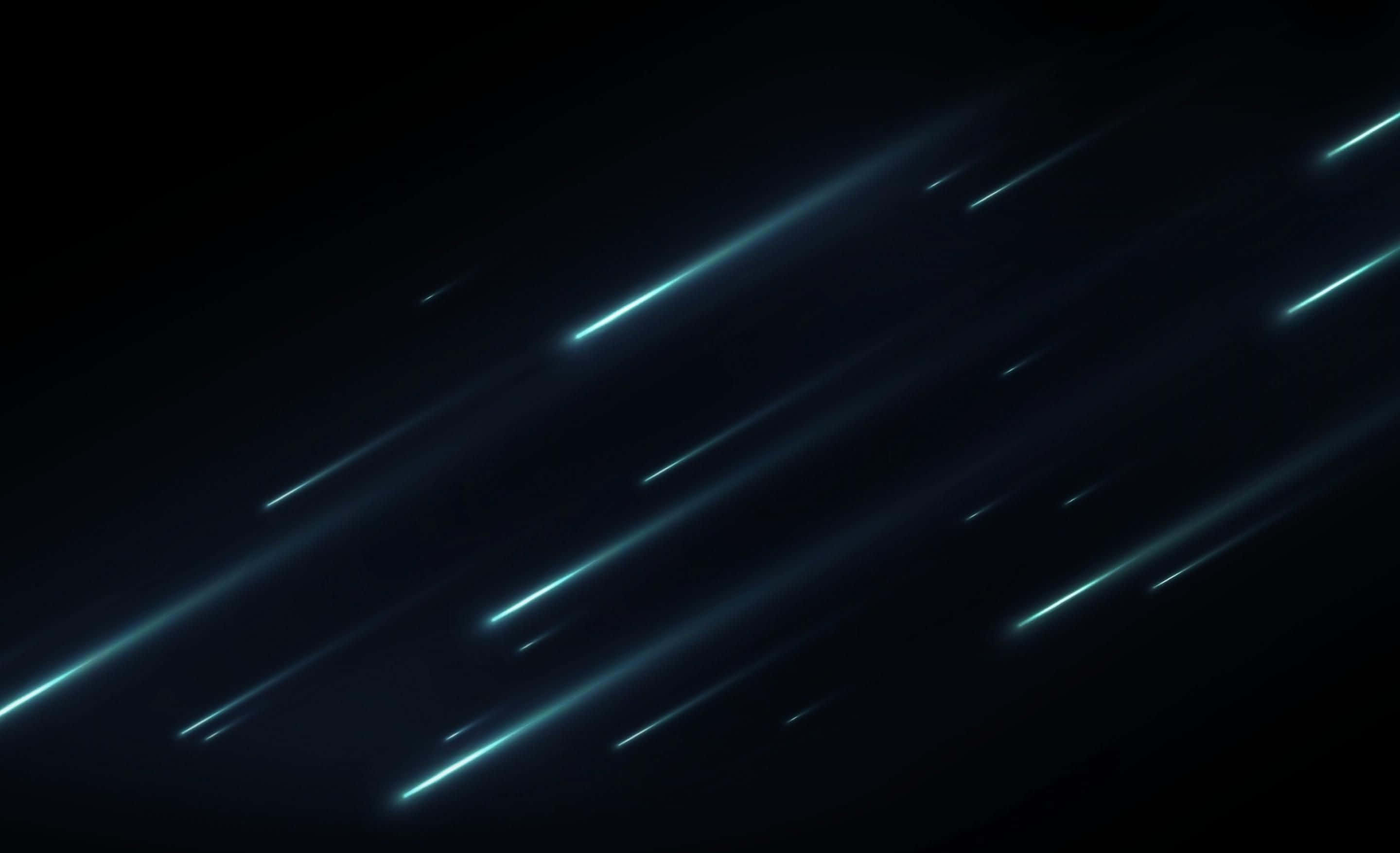 meteor 桌布 壁紙 — 明亮的青色光線斜斜劃過深邃的黑色虛空，如同移動中的宇宙流星。