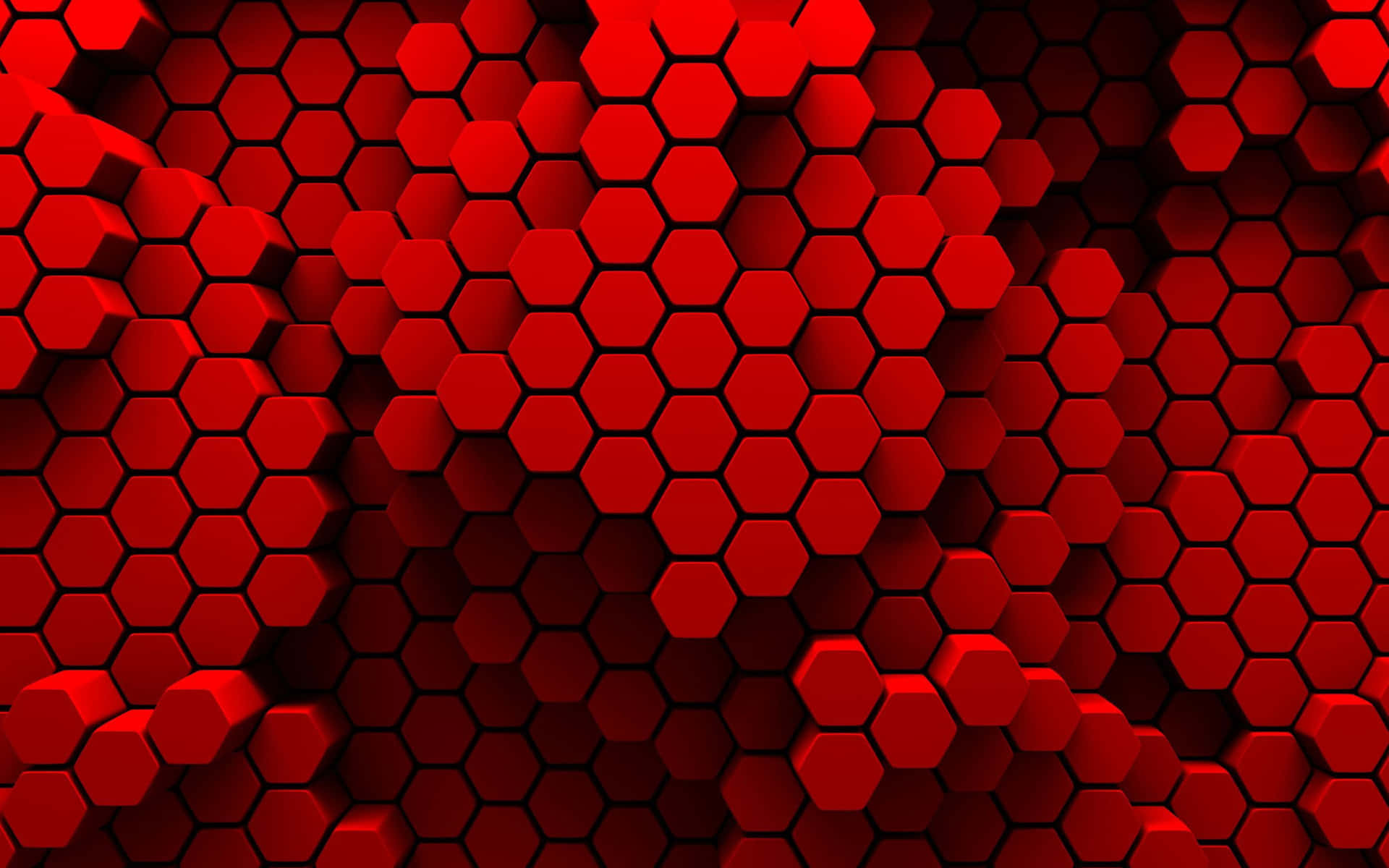 帶有深度和陰影的紅色六邊形3D圖案