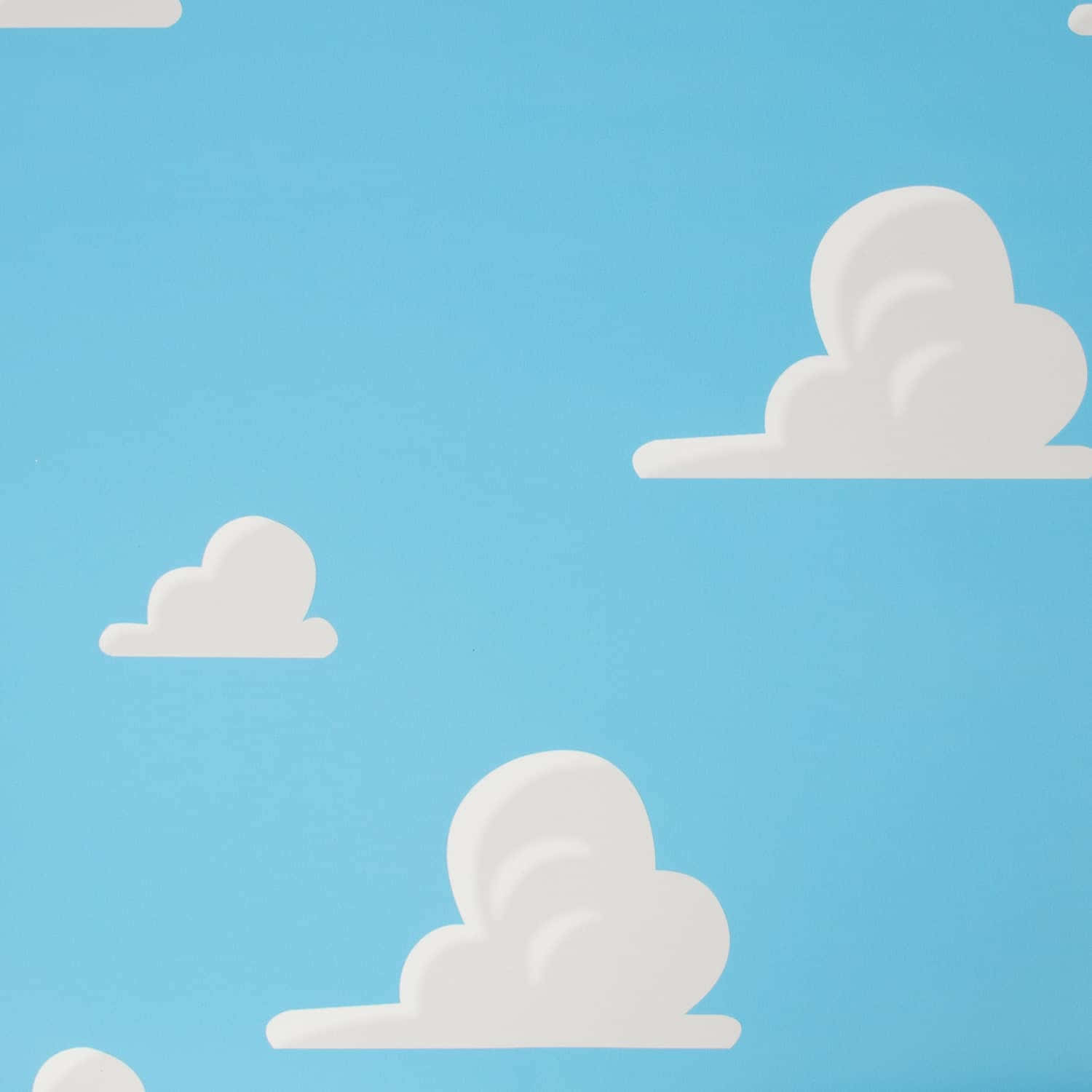 Toy Story Cloud 桌布 壁紙 — 明亮藍天牆紙，簡單的白色卡通雲朵輕輕飄過場景。