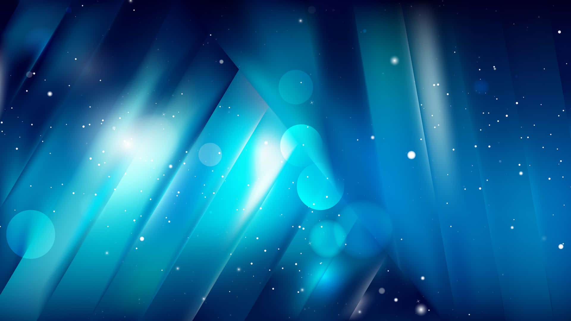 抽象藍色光束，帶有發光球體和星狀粒子，在宇宙環境中。