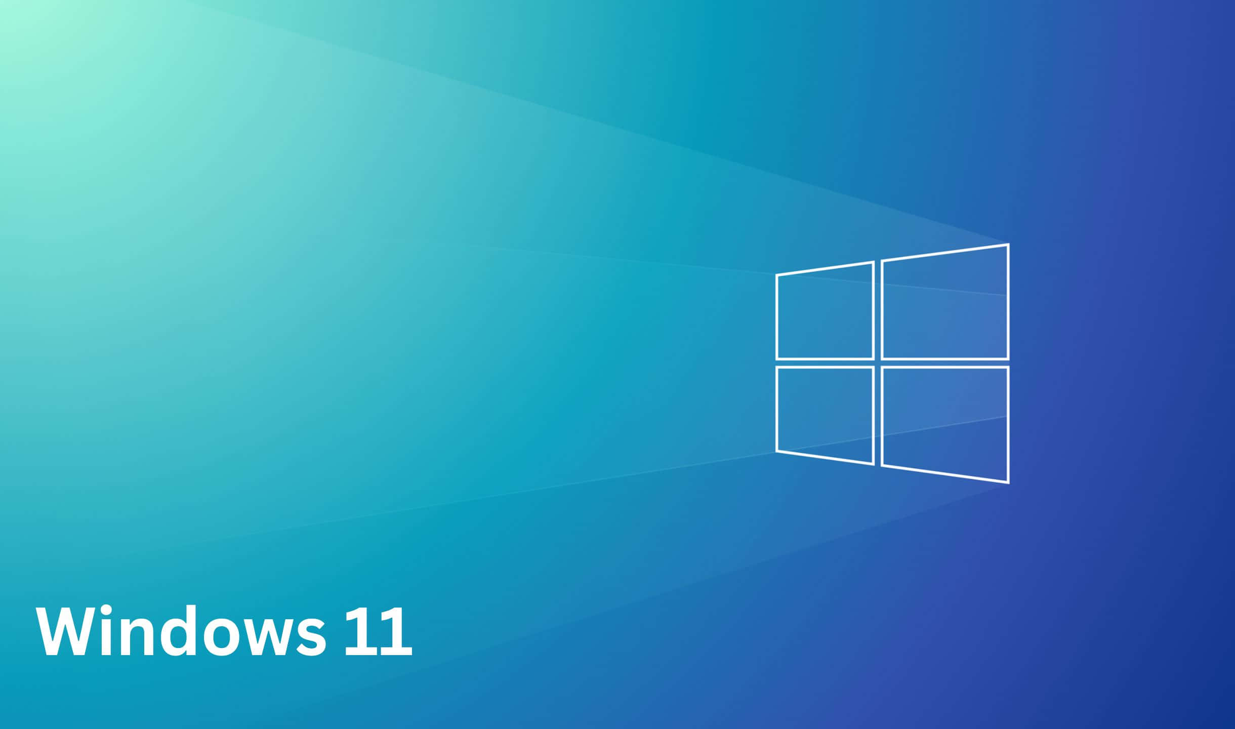 Windows 11 標誌在藍色漸變背景上帶有白色輪廓