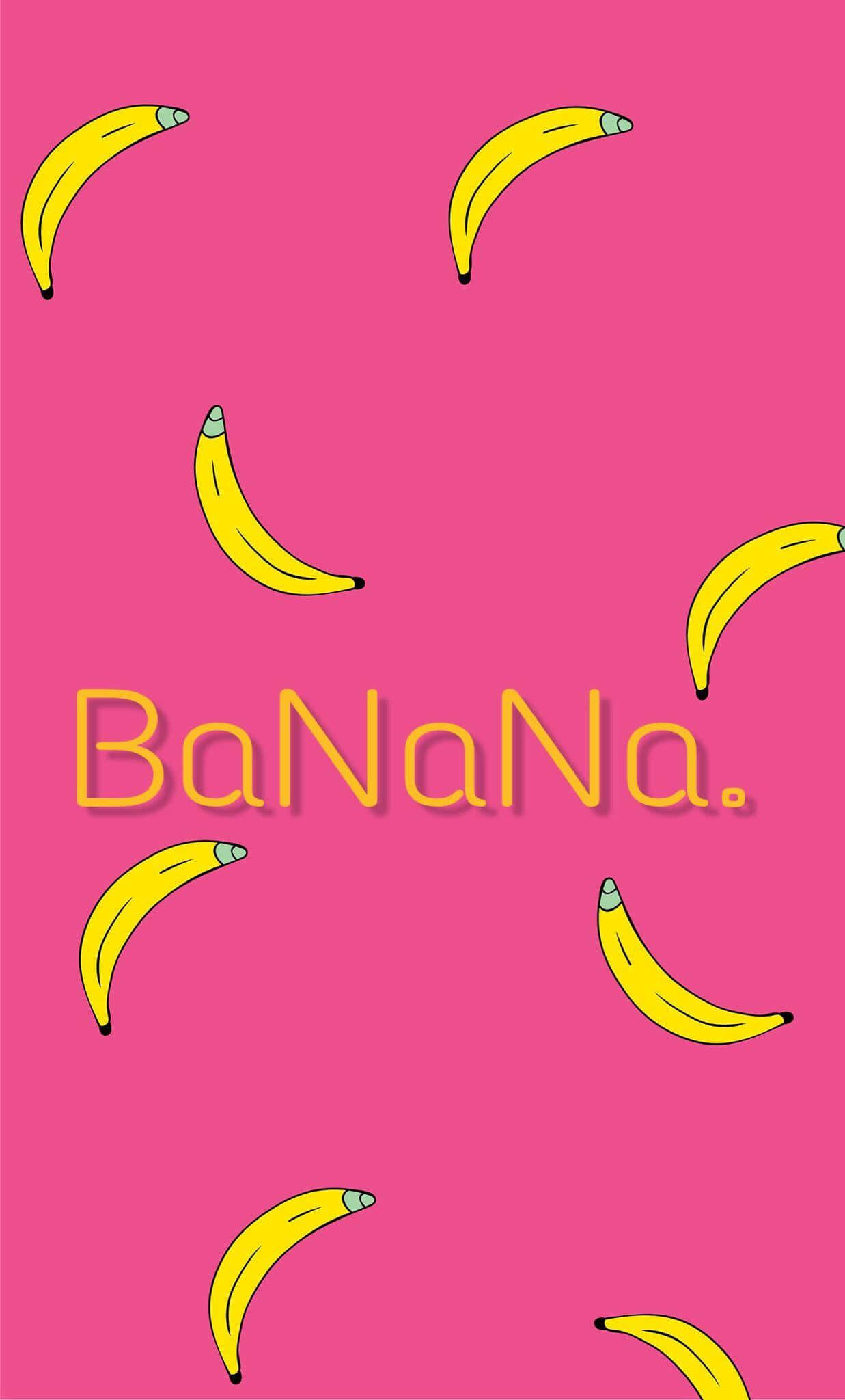 粉紅色背景，帶有黃色香蕉和黃色「BaNaNa。」