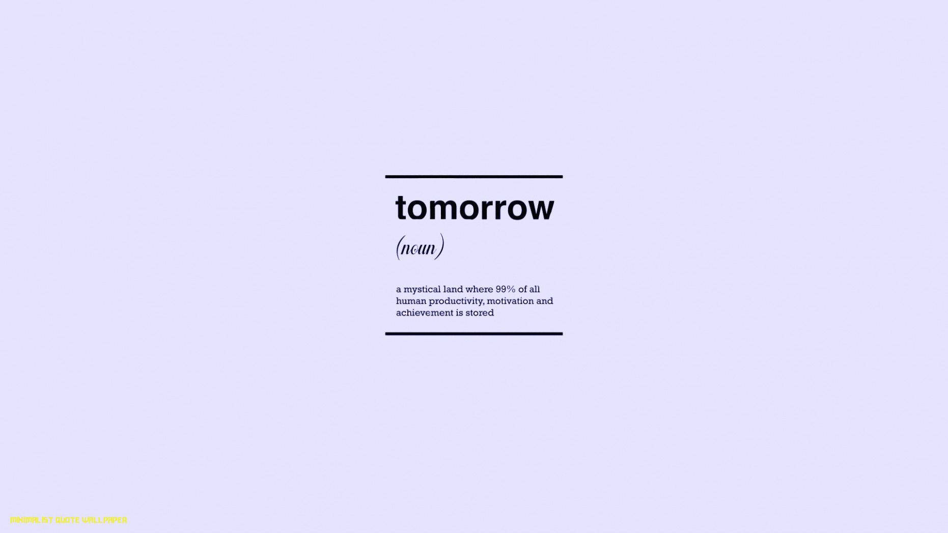 文字設計，在薰衣草背景上展示「tomorrow」一詞及其定義。